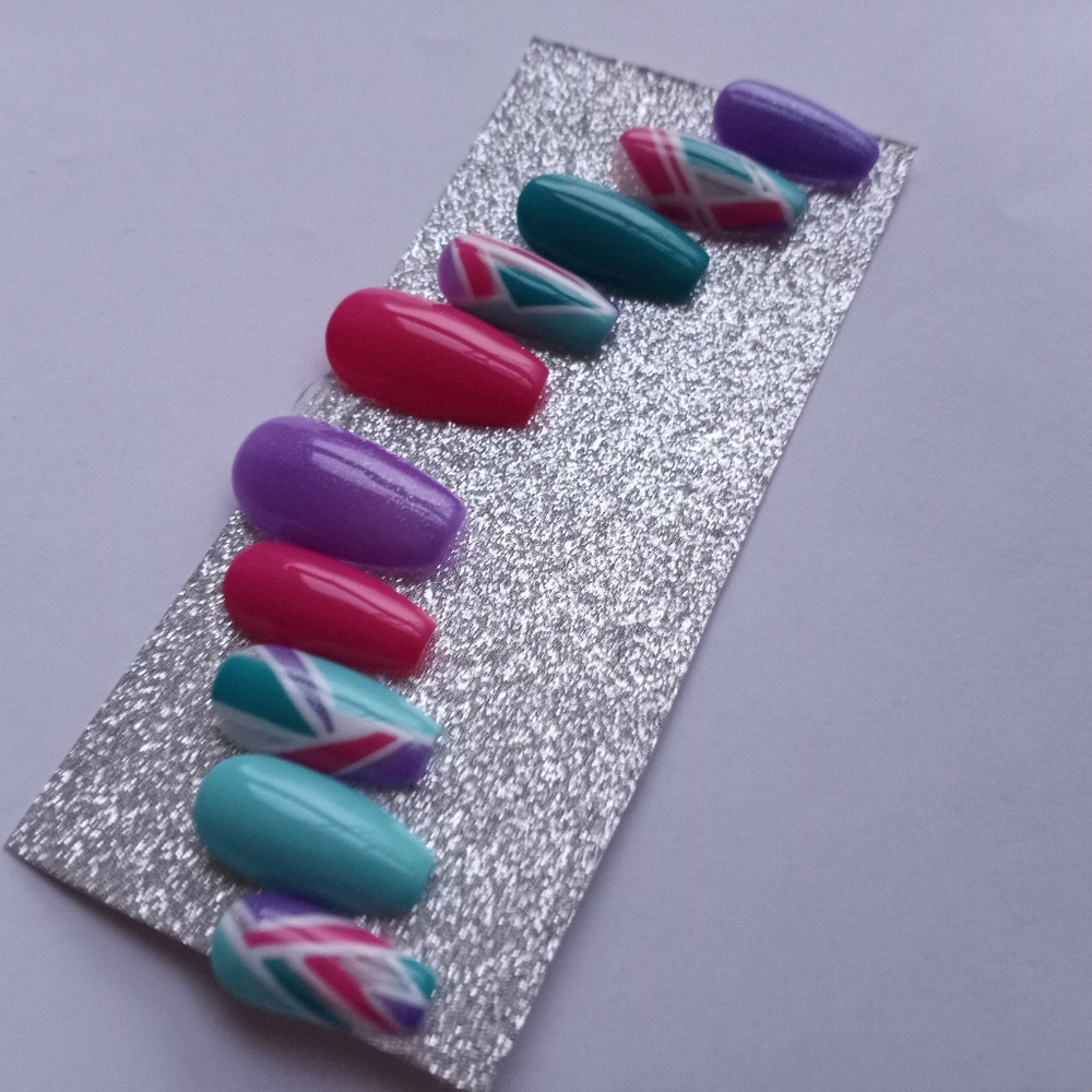 Color block luxury Press On Nails come in any shape and length